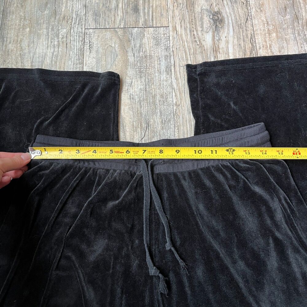 Juicy Couture OG Big Bling Velour Track Pants Black Large Velvet Fuzzy Soft Boot - Picture 4 of 7